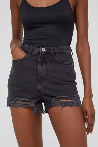 Traper kratke hlače Answear Lab za žene, boja: crna, glatki materijal, visoki struk