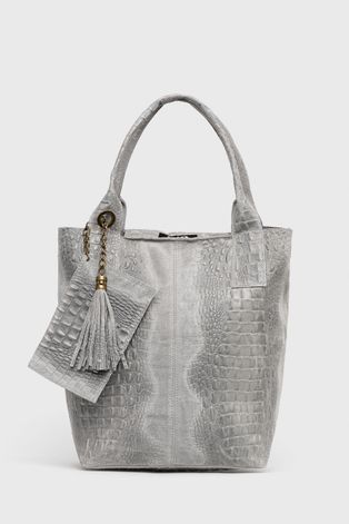 Kožená kabelka Answear Lab šedá barva