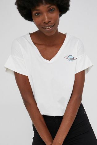 Answear Lab T-shirt bawełniany kolor biały