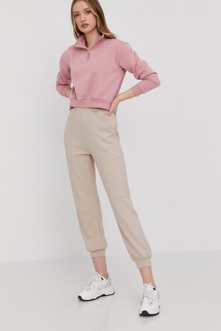 Answear Lab Spodnie damskie kolor beżowy gładkie