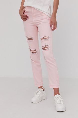 Answear Lab Jeansy damskie kolor różowy high waist