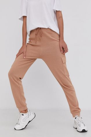 Answear Lab Spodnie damskie kolor beżowy gładkie