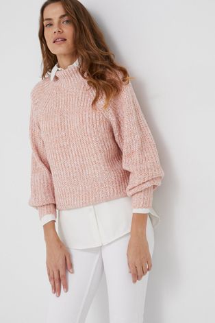 Answear Lab Sweter damski kolor biały z półgolfem