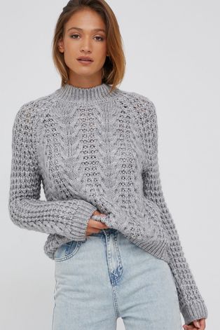 Answear Lab Sweter z domieszką wełny damski kolor szary ciepły