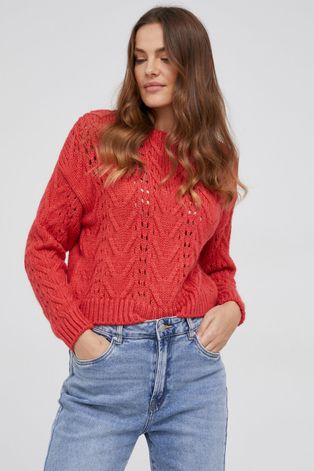 Answear Lab Sweter damski kolor czerwony ciepły