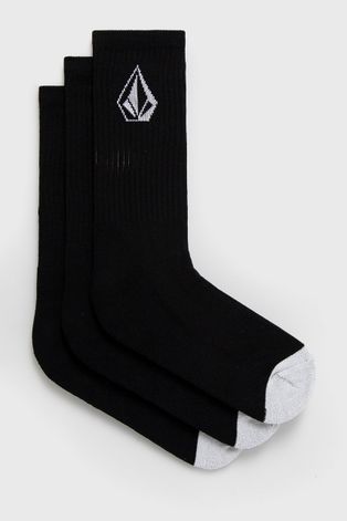 Ponožky Volcom (3-pack) pánské, černá barva