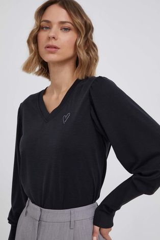Блуза Mos Mosh дамска в черно с изчистен дизайн