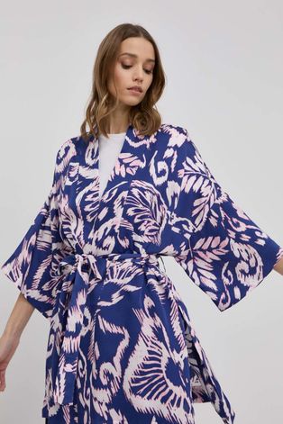 Kimono Beatrice B boja: tamno plava, oversize, s uzorkom
