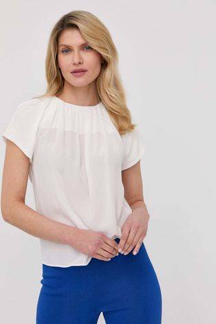 Копринена блуза Liviana Conti дамска в бяло с изчистен дизайн