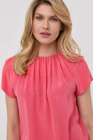 Pamučna bluza Liviana Conti za žene, boja: ružičasta, glatka