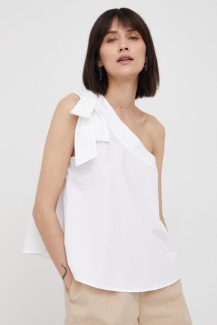 XT Studio bluza din bumbac femei, culoarea alb, neted