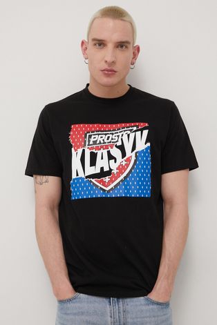 Памучна тениска Prosto Zdrap в черно с принт