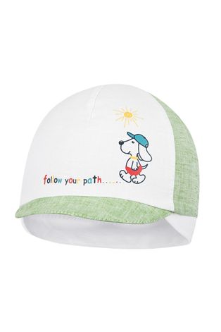 Broel czapka dziecięca kolor zielony z cienkiej dzianiny