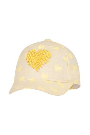 Broel czapka dziecięca kolor żółty z aplikacją