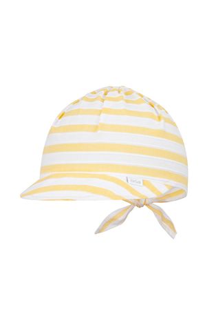 Broel czapka dziecięca kolor żółty z cienkiej dzianiny bawełniana