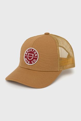 Brixton czapka z daszkiem kolor brązowy z aplikacją