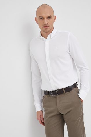 Košile Gant pánská, bílá barva, regular, s límečkem button-down
