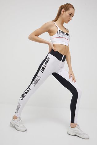 LaBellaMafia legginsy treningowe Essentials damskie kolor biały z nadrukiem