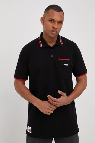 Βαμβακερό μπλουζάκι πόλο Prosto Mods χρώμα: μαύρο