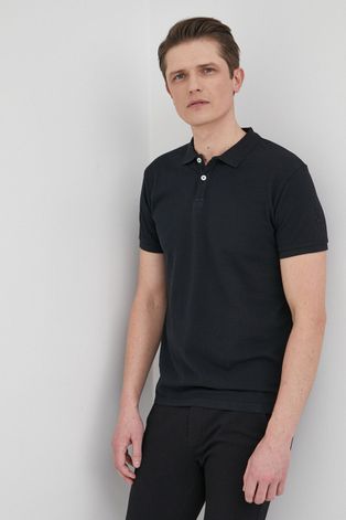 Βαμβακερό μπλουζάκι πόλο Bomboogie χρώμα: μαύρο