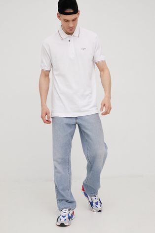 Pamučna polo majica Lee Cooper boja: bijela, jednobojni model
