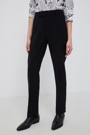 Панталон Mos Mosh дамски в черно със стандартна кройка, със стандартна талия