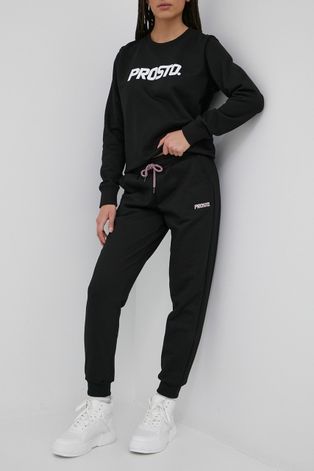 Спортен панталон Prosto Midre дамски в черно с изчистен дизайн