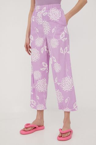 Brixton spodnie damskie kolor fioletowy proste high waist