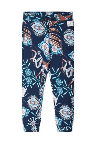 Детские хлопковые брюки Reima цвет синий с узором