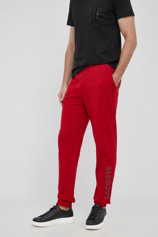 Lacoste Spodnie męskie kolor czerwony z nadrukiem