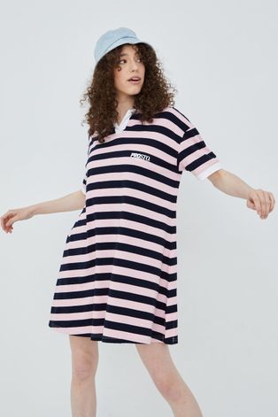 Βαμβακερό φόρεμα Prosto Stripie χρώμα: ναυτικό μπλε