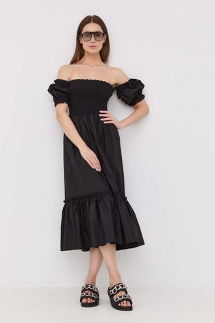 Pamučna haljina Silvian Heach boja: crna, mini, širi se prema dolje