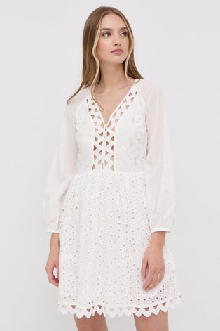 Silvian Heach sukienka bawełniana kolor biały mini rozkloszowana