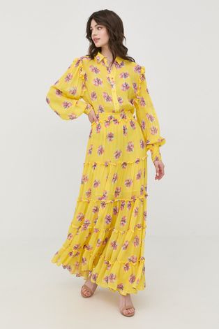Silvian Heach sukienka kolor żółty maxi rozkloszowana