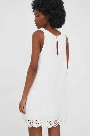 Λινό φόρεμα RVCA χρώμα: άσπρο