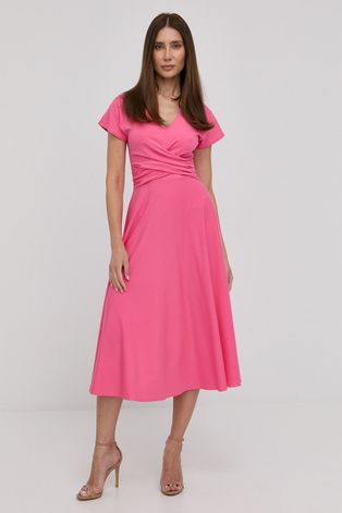 Nissa sukienka kolor różowy midi rozkloszowana