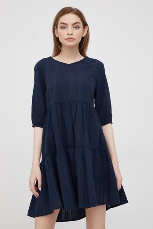 Pamučna haljina Lee Cooper boja: tamno plava, mini, širi se prema dolje