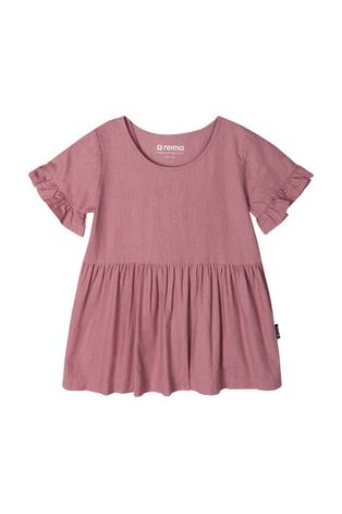 Dievčenské bavlnené šaty Reima Mekkonen ružová farba, mini, oversize