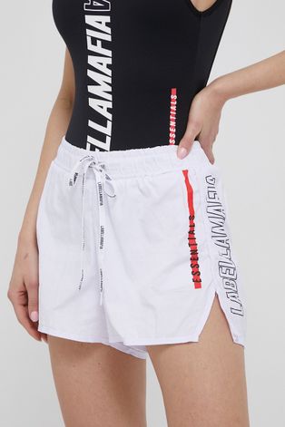 LaBellaMafia szorty treningowe Essentials damskie kolor biały z nadrukiem medium waist