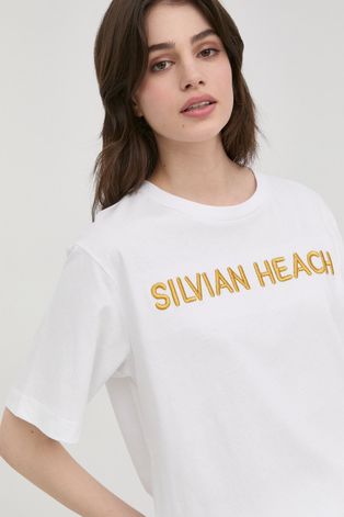 Хлопковая футболка Silvian Heach цвет белый