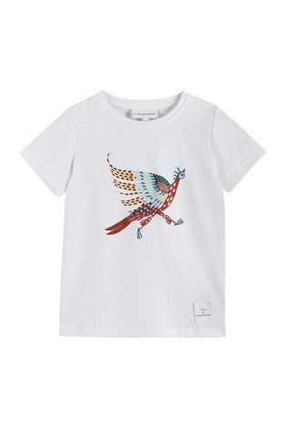 Детская хлопковая футболка Reima цвет белый с принтом