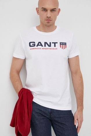 Gant pamut póló fehér, nyomott mintás