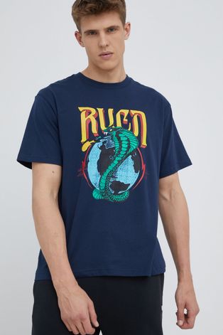 Βαμβακερό μπλουζάκι RVCA χρώμα: ναυτικό μπλε