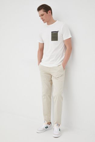 Памучна тениска Manuel Ritz в бяло с принт