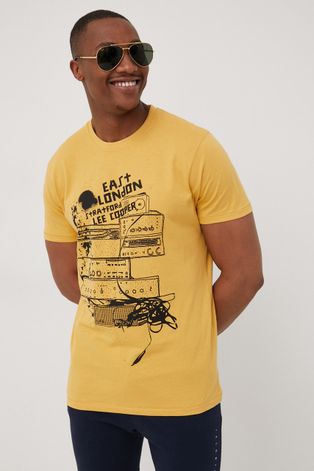 Бавовняна футболка Lee Cooper колір жовтий з принтом