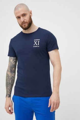 Bikkembergs t-shirt bawełniany kolor granatowy z nadrukiem
