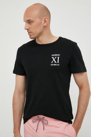 Бавовняна футболка Bikkembergs колір чорний з принтом