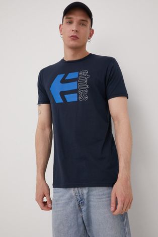 Pamučna majica Etnies boja: tamno plava, s tiskom