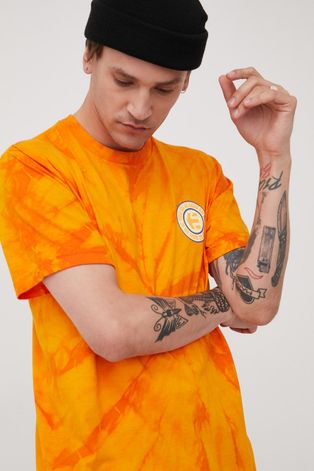 Бавовняна футболка Etnies колір помаранчевий з принтом
