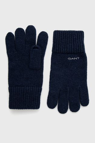 Vlněné rukavice Gant pánské, tmavomodrá barva